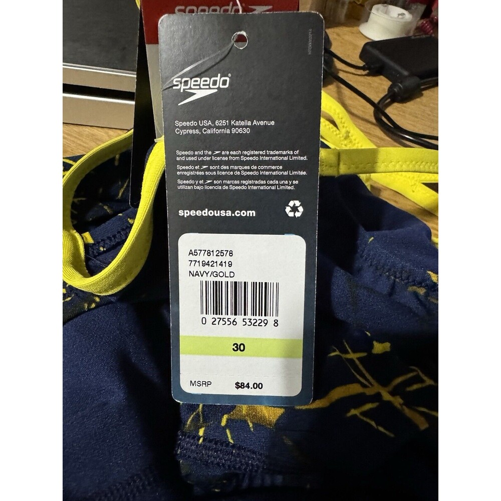 Speedo Endurance Racing Cut Navy/Gold Galactic Size 30 NWT - Picture 11 of 14